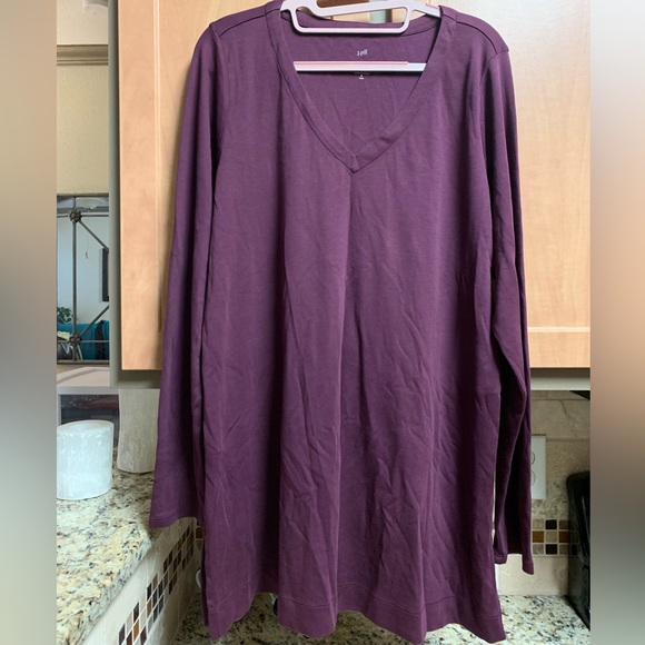 J. Jill Simply Supima Cotton V-Neck Tunic Slits On the Side  Long Sleeves M Tall - Picture 2 of 14